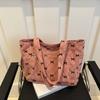 Corduroy Tote Bag Bow Pattern Shoulder Bag Large Capacity Fashion Underarm Commuting Handbags Shopping Bags Eco-friendly Handbag
