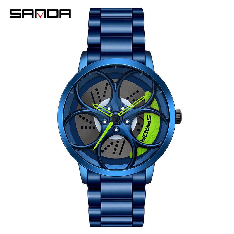 Sanda TEMU Men's Waterproof Quartz Watch with Hollow Dial and Steel Band