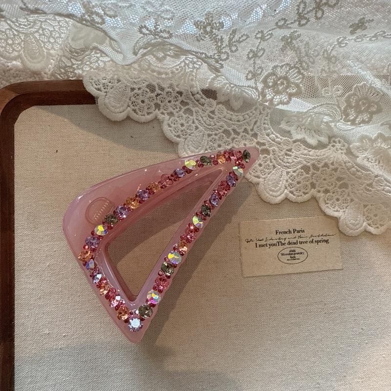 Korean High-End Hair Clip, Fashionable and Elegant Minimalist Triangular Diamond-Encrusted Claw Clip