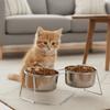 Anti-Tipping Stainless Steel Cat Bowl Fall-Resistant Elevated Cat Food Bowl Outdoor