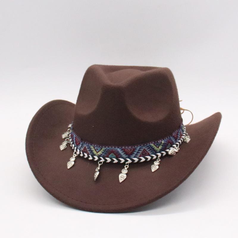 Western Cowboy Hat Jazz Top Hat Concave Men'S And Women'S Party Felt Jazz Hat