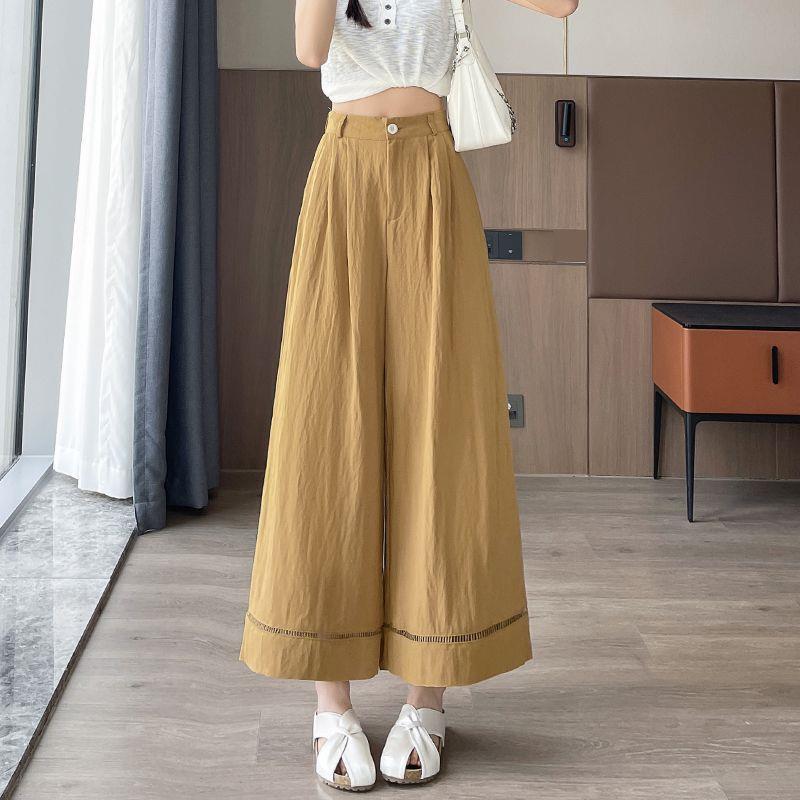 

Ice Silk Cotton High-Waisted Wide-Leg Pants - Women s Spring/Summer 2026 Collection: Slimming, Casual, Nine-Point Straight-Leg Fit. XL [125-135 lbs] тыква
