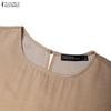 ZANZEA Women Casual Round Neck Summer Short Sleeve Ruffles Dress