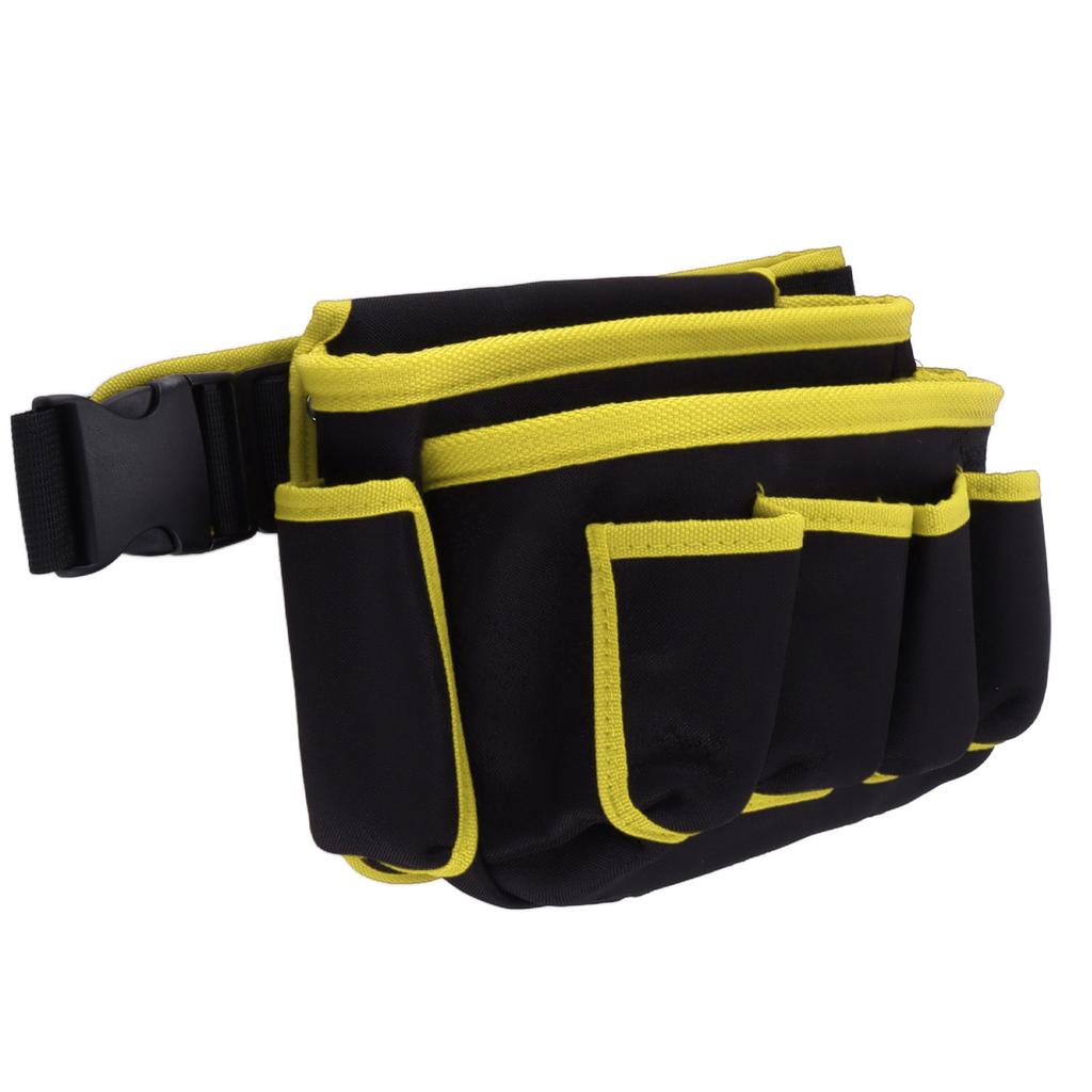 Multi Pockets Electrical Tool Bag Waist Hanging Pack Multifunctional Adjustable Tool Belt Waist PouchYellow Edge