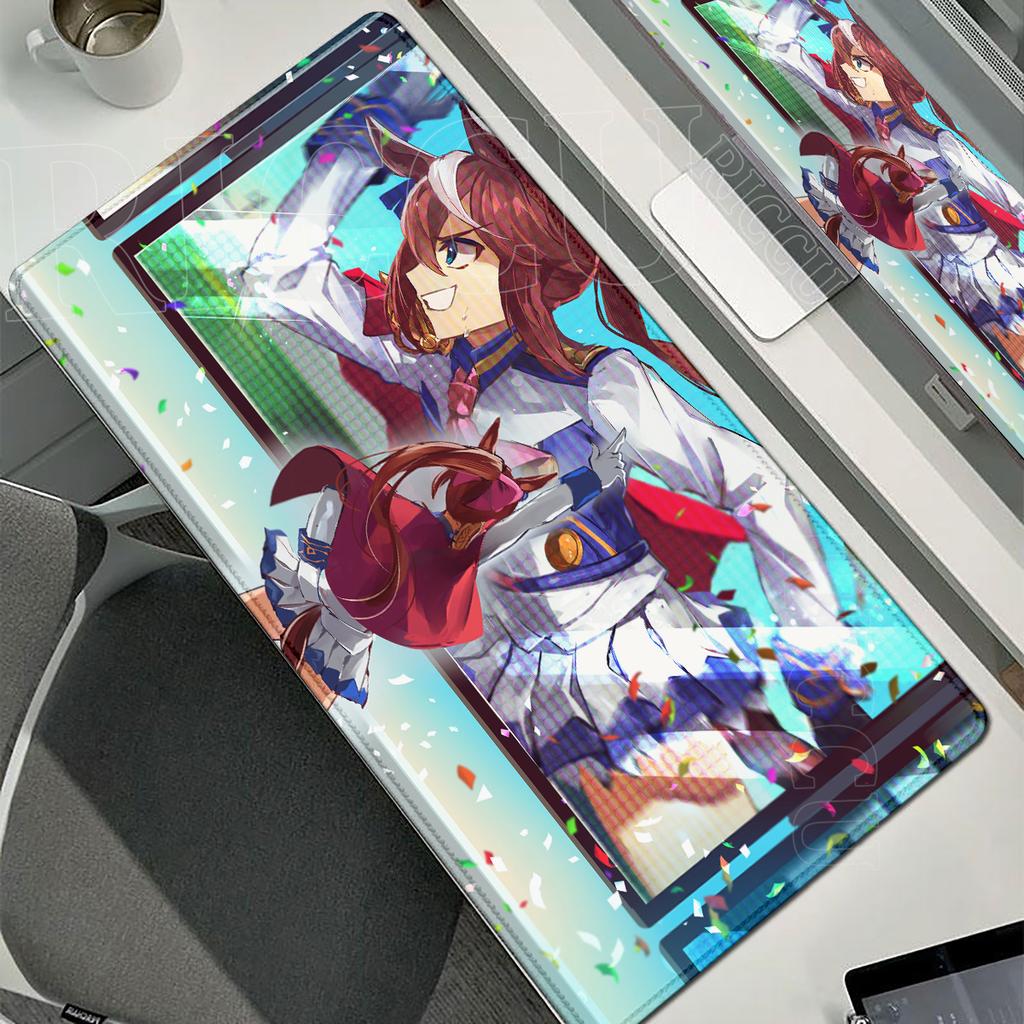 Mousepad Large Anime Tokai Teio Umamusume Computer Gamer Lock Edge Mouse Pad Large PC Gaming Pretty Derby Desk Pad Office Caepet