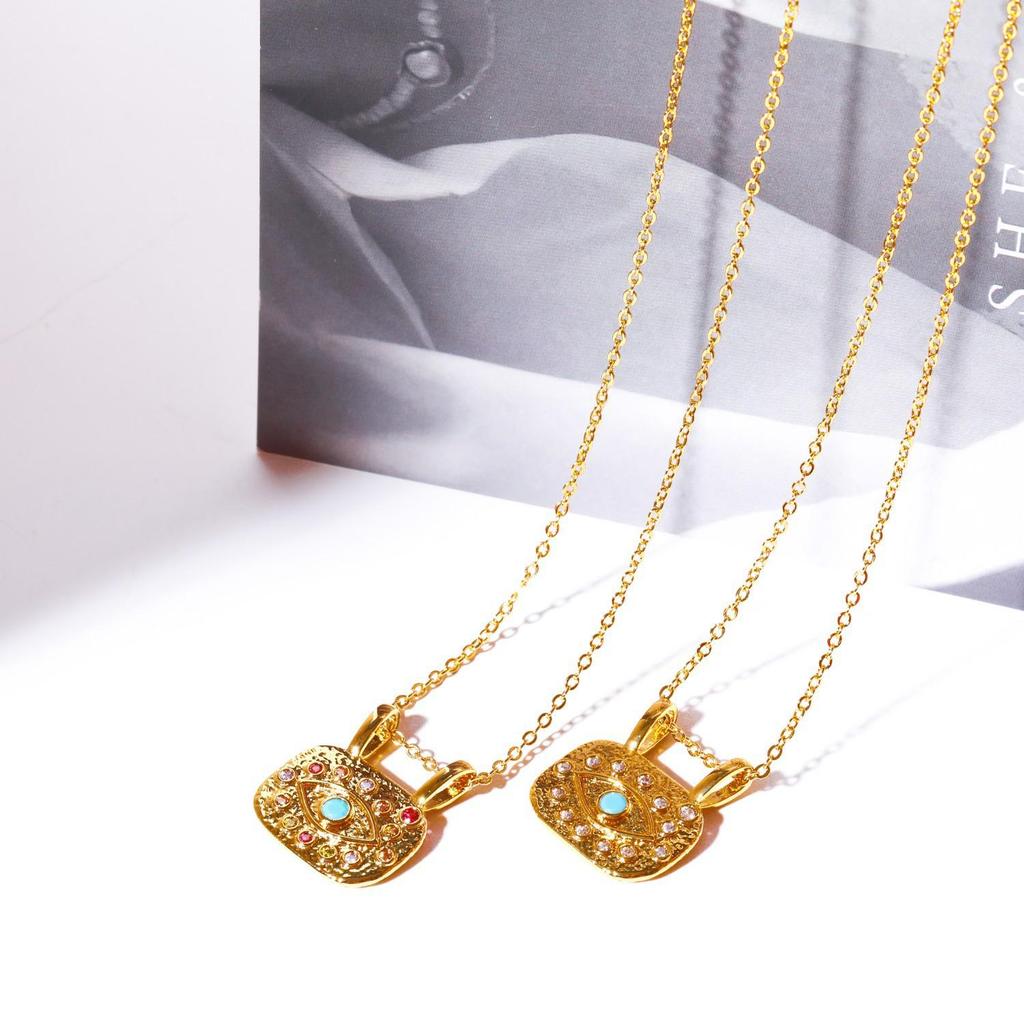 Evil Eye Necklace: 18K Gold-Plated Zirconia Sliding Pendant