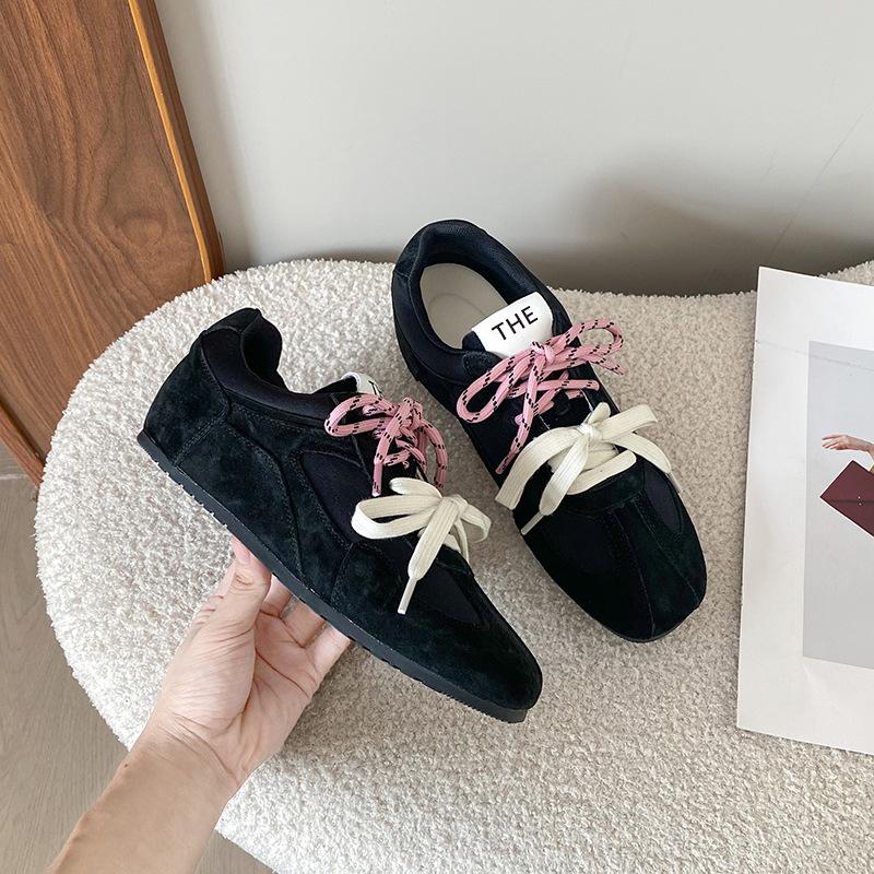 Grape Mother Square Head Contrasting Color Pair of Shoelaces Forrest Gump Training Shoes Leather Soft Sole Commuting Soft Surface Casual Board S