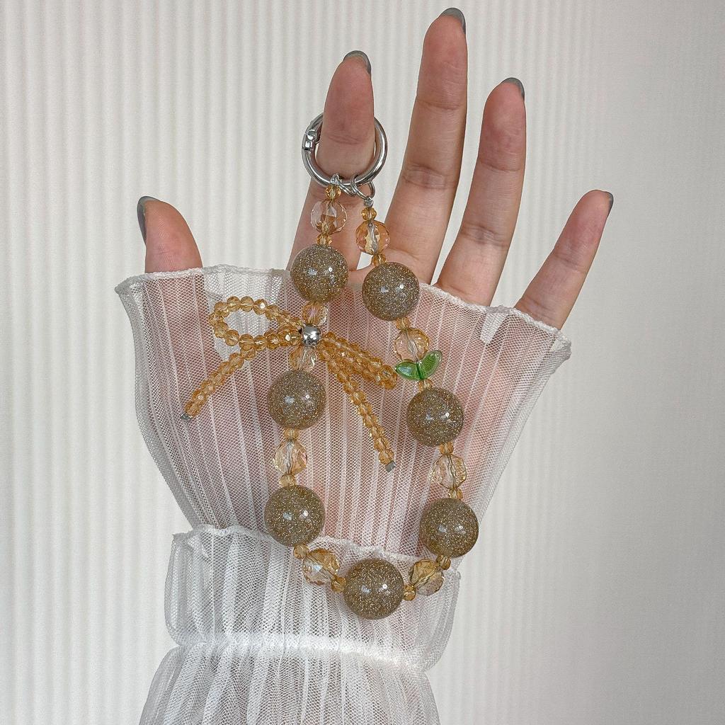 Crystal Beaded Bow Phone Lanyard – Versatile Charm and Keyring Accessory for Women
