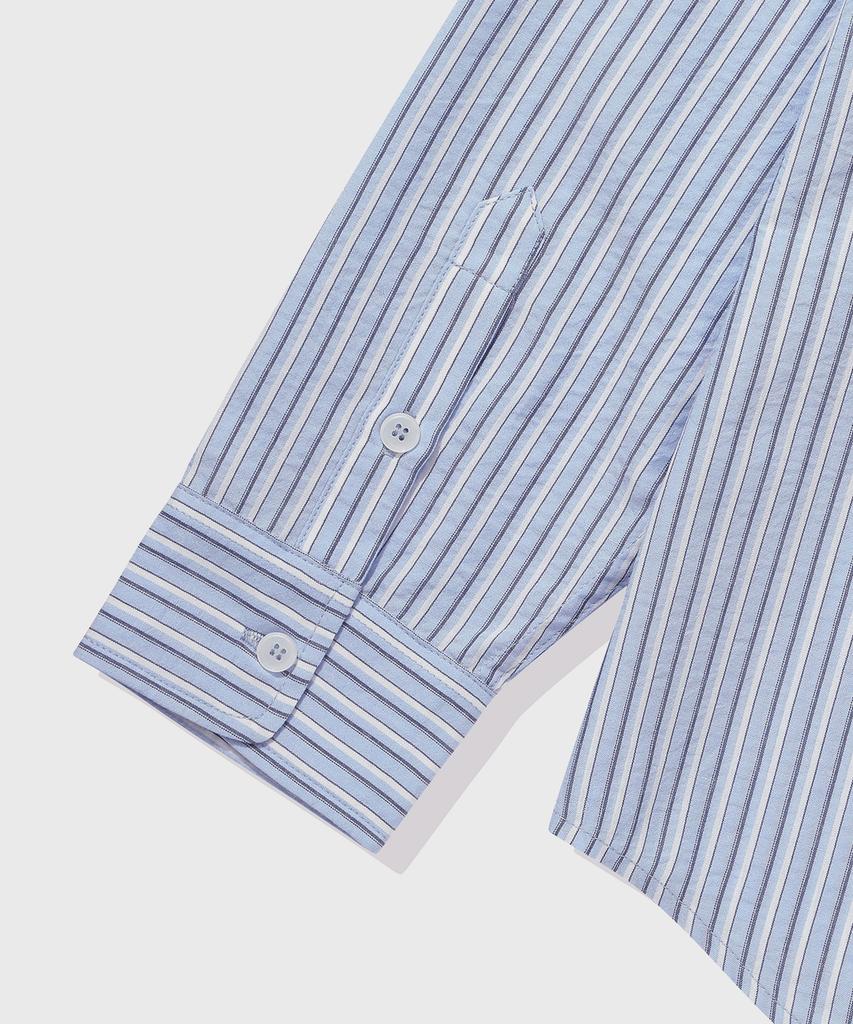 KIIMUIR (Women) Sheer Stripe Oversized Shirt_Sky Blue