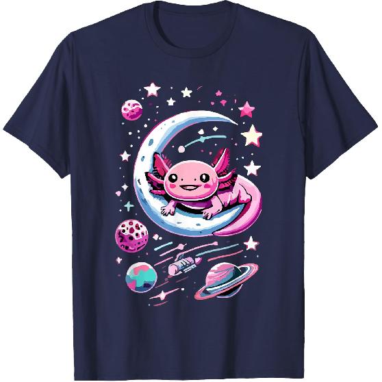 Space Adventure Kawaii Axolotl T-Shirt