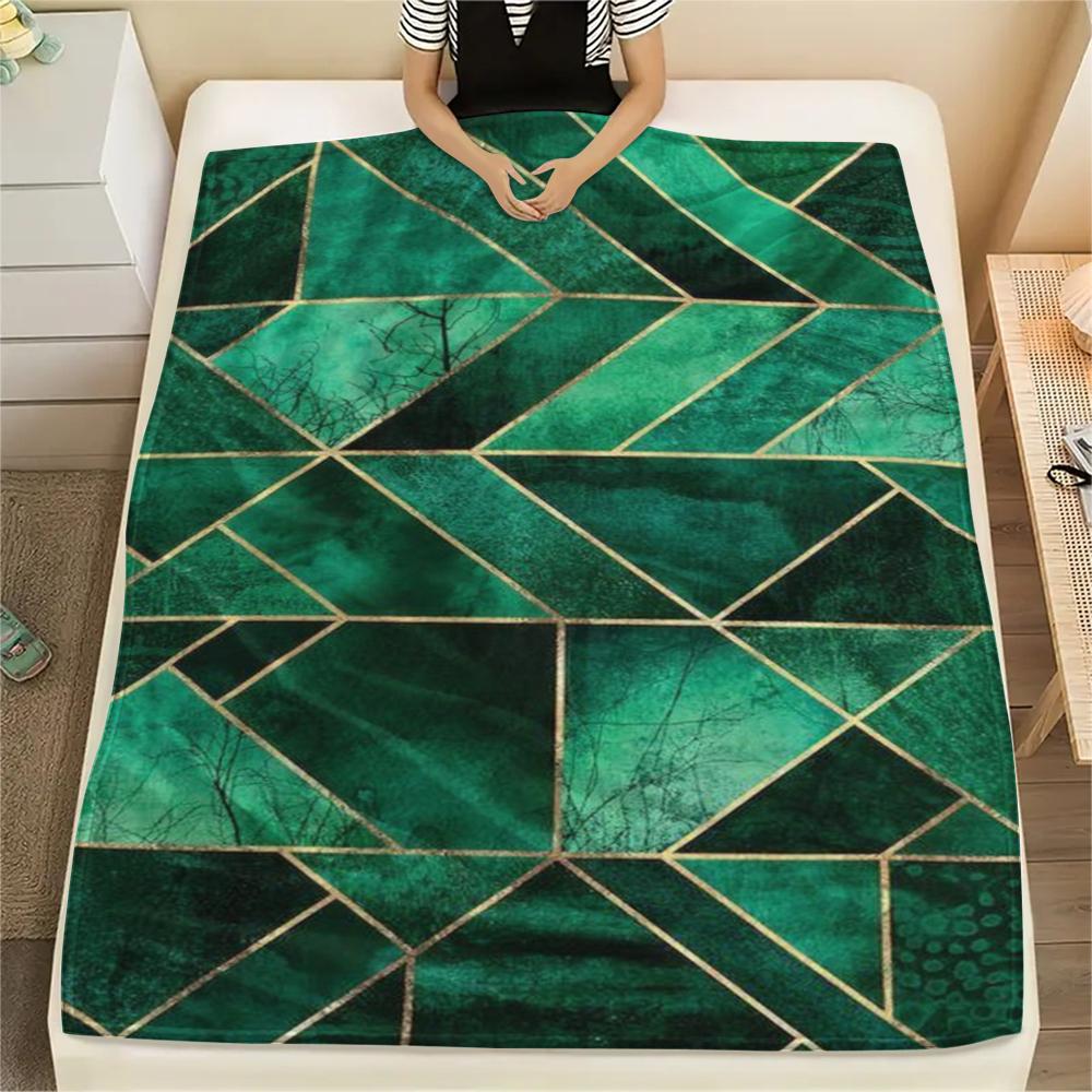 1 Stück Abstrakter Geometrischer Print Flanelldecke, Hohe Qualität, Bequem für Alle Jahreszeiten, Heimdekoration, Wärme und Komfort, Perfekt für Weihnachtsgeschenke