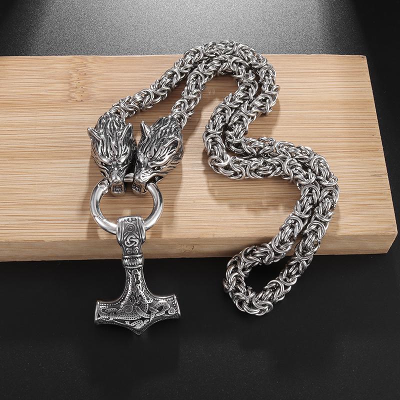 Vintage náhrdelník vlčí hlavy pro muže Těžký byzantský řetízek Vysoce kvalitní náhrdelník Šperky Amulet Dárek