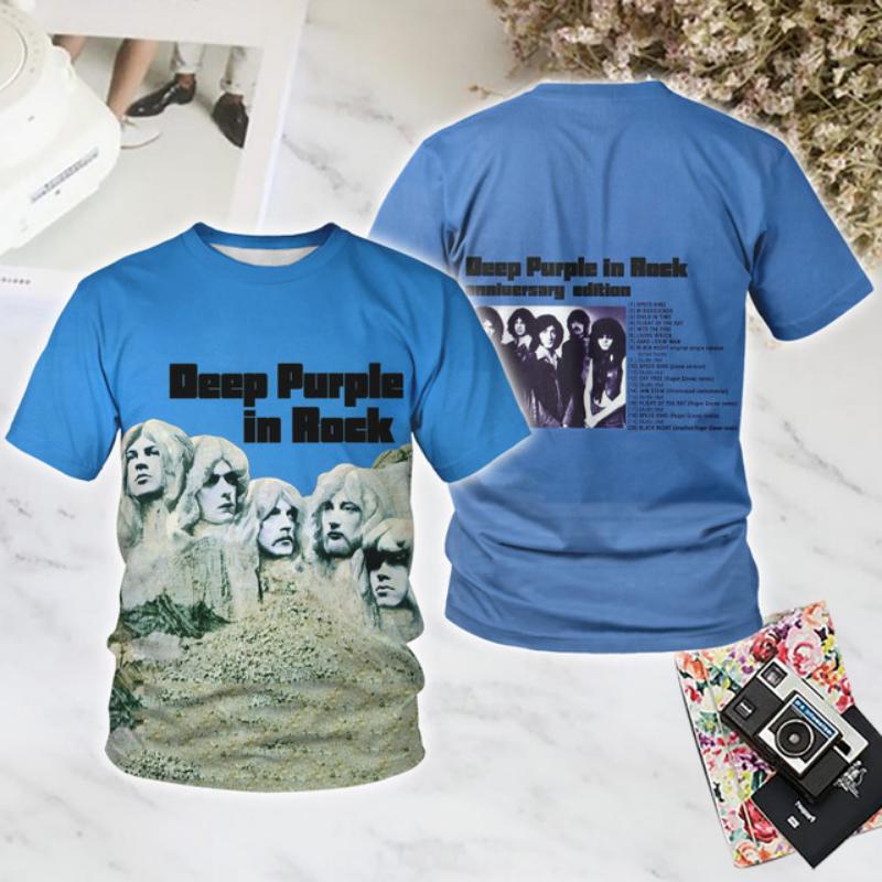 T-shirt Populaire Heavy Rock Metal Groupe Deep Purple Impression 3D Hommes/Femmes Manches Courtes T-shirt Mode Été Hip Hop Y2k Hauts