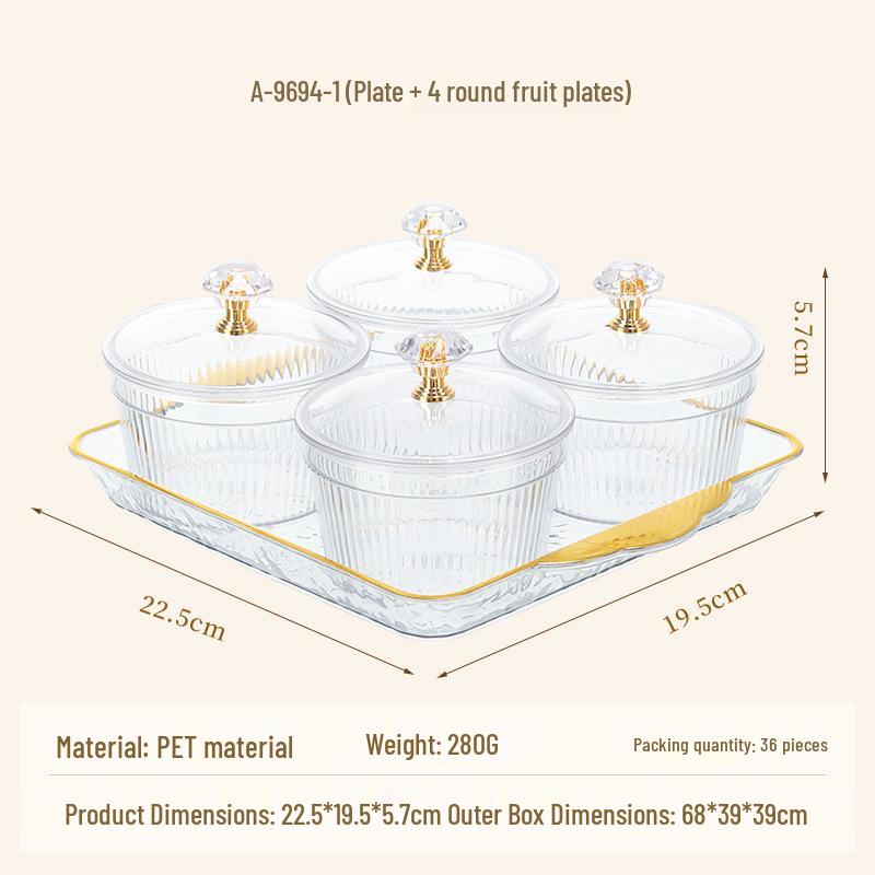 Multi-Grid Plastic Snack and Candy Dish for Home