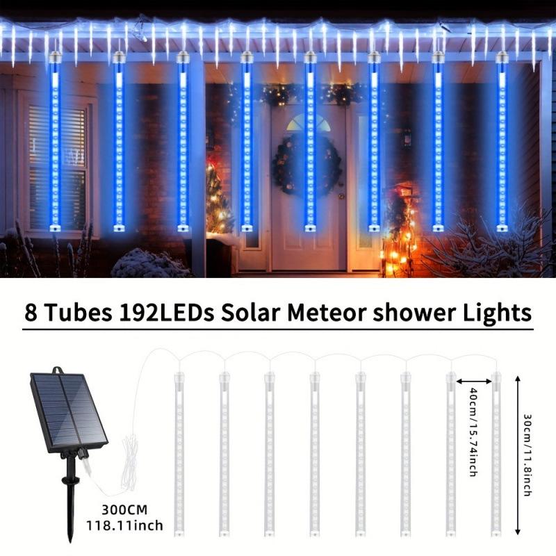 2025 Solar Meteor Shower Lights - Outdoor Christmas Decorations