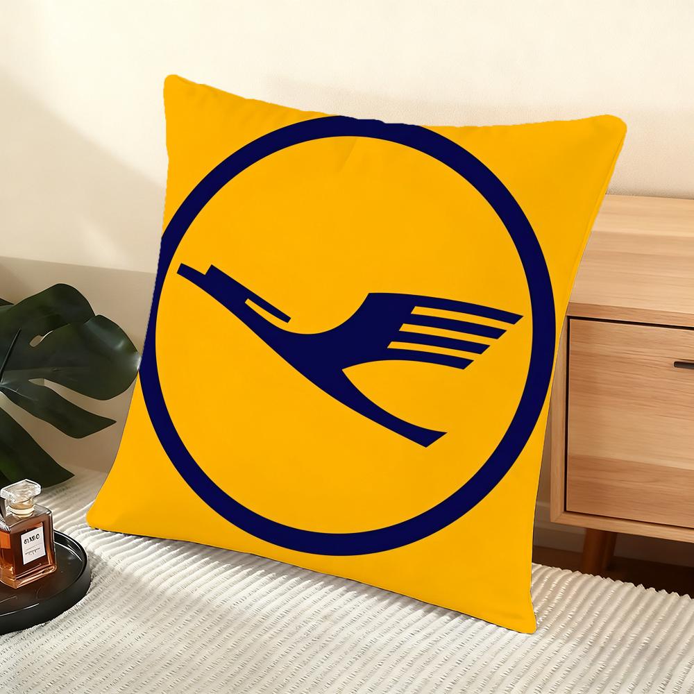 L-Lufthansas German Airlines Cushion Cover Soft Short Plush Pillow Cover Smooth Cozy Texture Aesthetic Cushion Case Home Decor