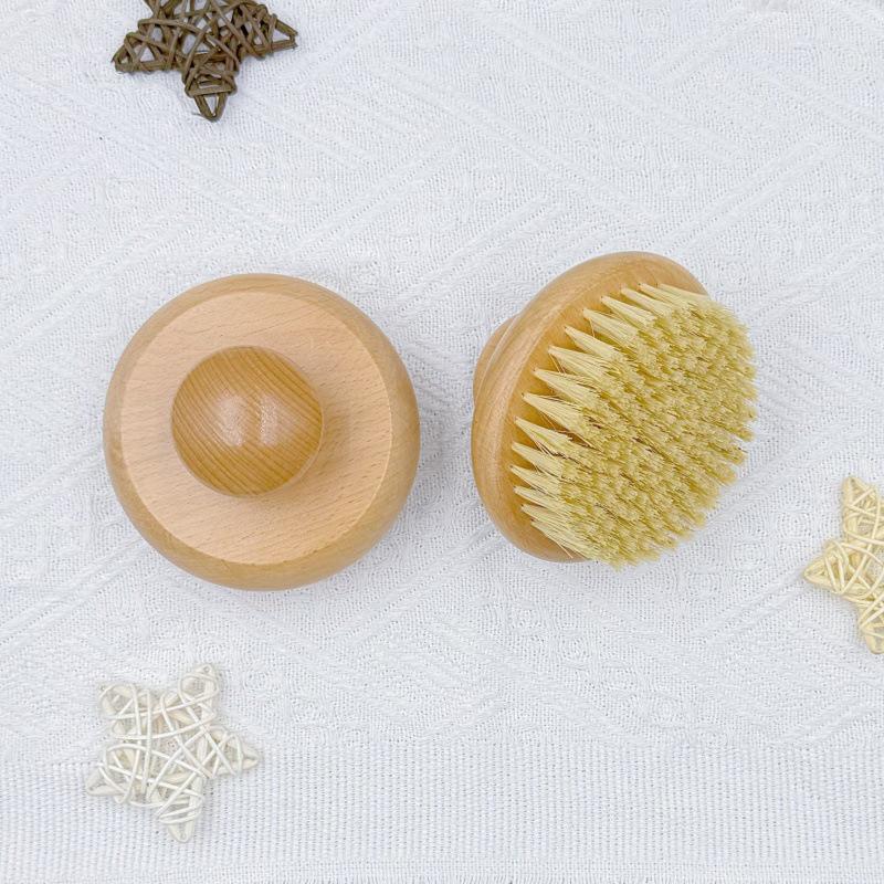 Sisal Bristles Round Bath Shower Body Exfoliating Brush Natural Beech Wood Handle Dead Skin Remover Back Scrubber Massage Tool