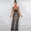 Rhinestone Mesh See-Through Camisole Bustier Long Dress