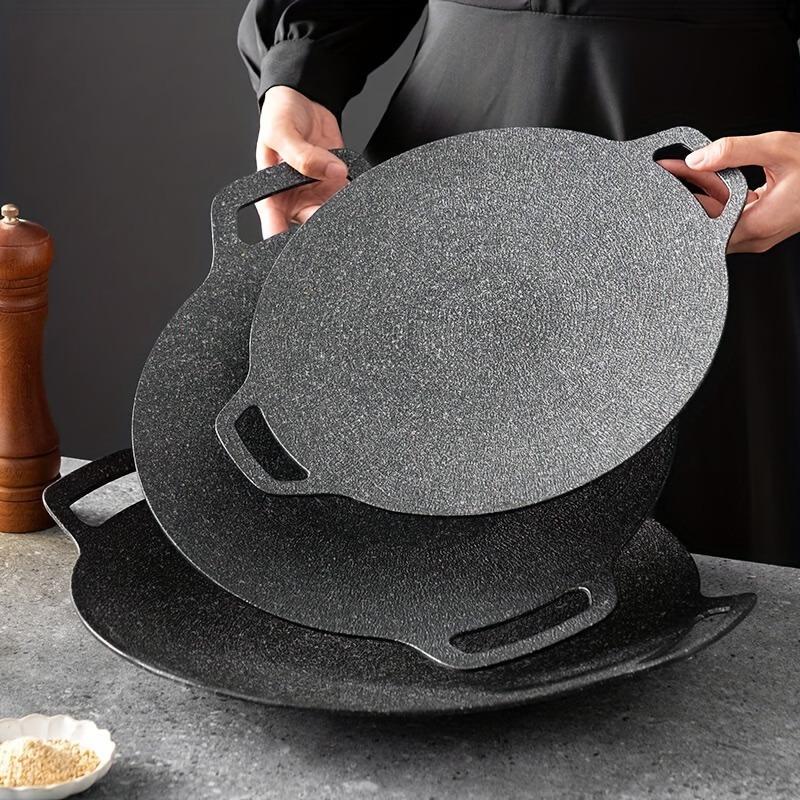 1pc Non-Stick Cast Iron Teppanyaki Grill & Frying Pan Portable Outdoor BBQ Grill Plate, Easy Clean for Camping, Picnics Backyard BBQ Outdoor Grilling