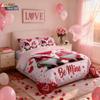 3pcs Valentine's Day romantic pink love goblin print coreless down duvet cover set multi size bedroom bedding holiday decoration