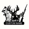 Metal Deer Hunter Wall Art, Personalized Bow Rifle Sign, Hunting Gift for Men Father Christmas