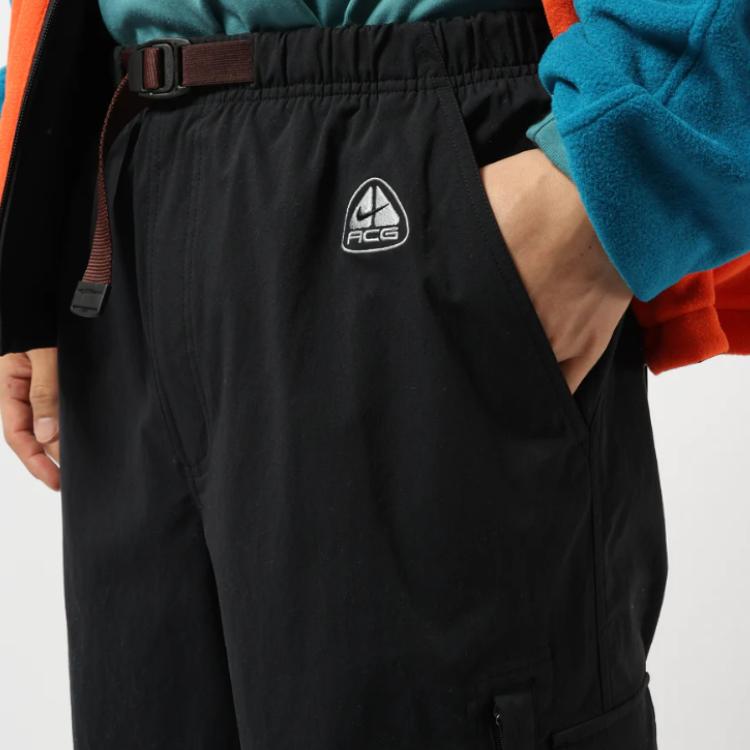 Nike High-Waist Loose Straight-Leg Casual Pants With Brand Print Logo Men Bottoms Black DX6970-010