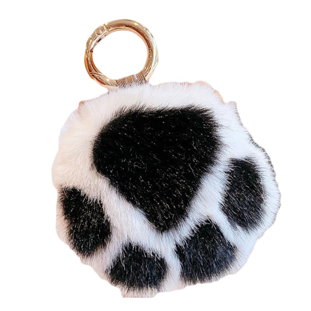 Faux Mink Fur Keychain Girl Cute Plush Pompom Cat Claw Bag Charm Ornaments