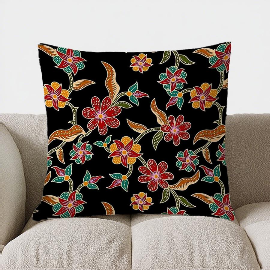 Colorful Floral Pattern Double-sided Printed Pillow Cover Short Plush Suitable Living Rooms Bedrooms Sofas Throw Cushion Cover
