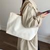 New Fashion Casual Shoulder Bag Portable Large Capacity Shopping Bag Solid Color Lightweight Canvas Tote Bag