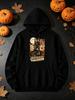 Unisex Hoodie, Halloween, Liberty Never Dies Skeleton Motorcycle Graphic, Pullover Sweatshirt, Casual Streetwear, Autumn Winter Outdoor Wear, Front Po