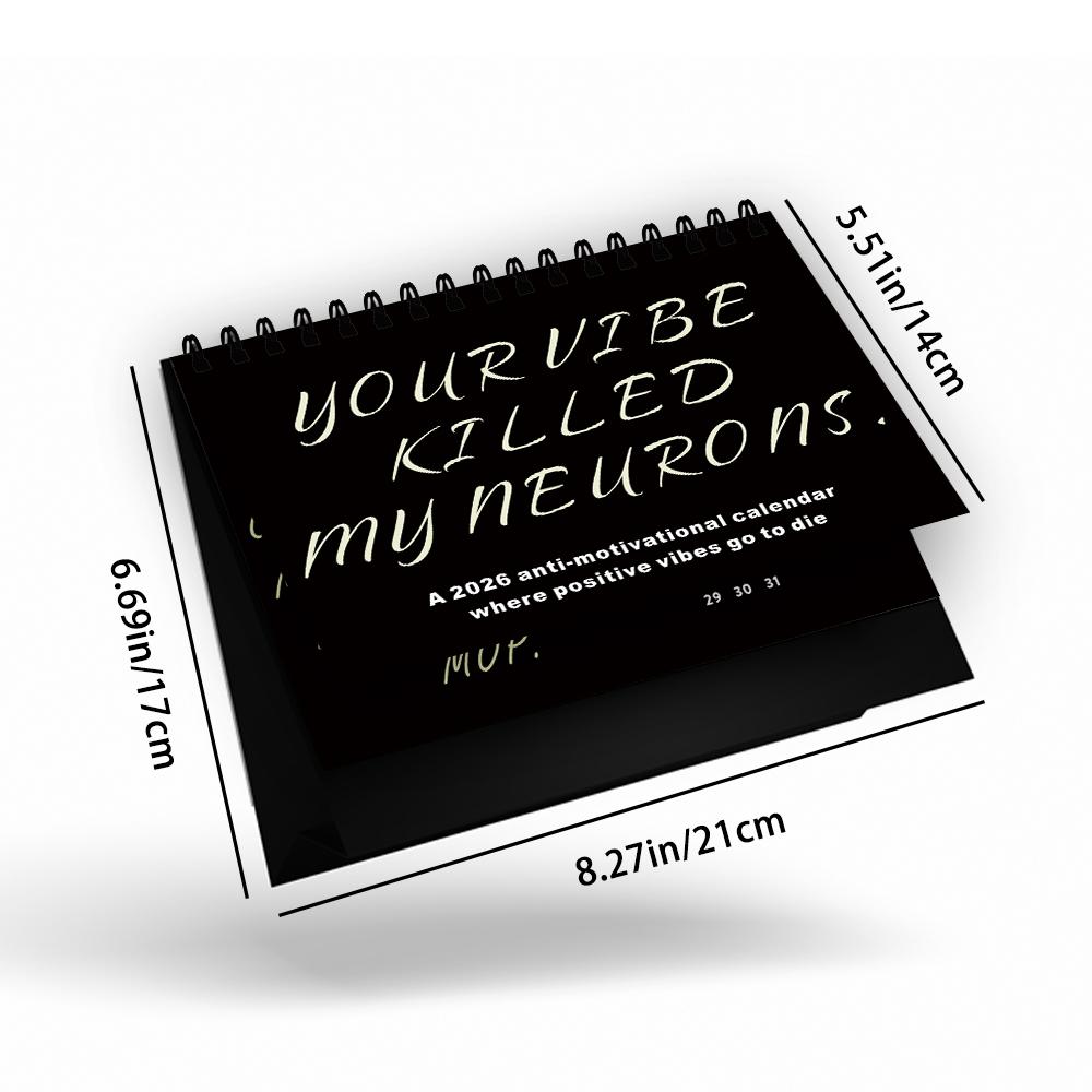 

1 шт. Календарь на 2026 год, Черные мотивационные саркастические цитаты, 12-месячный план, Настольный календарь, Идеальный подарок на дни рождения и Рождество чёрный
