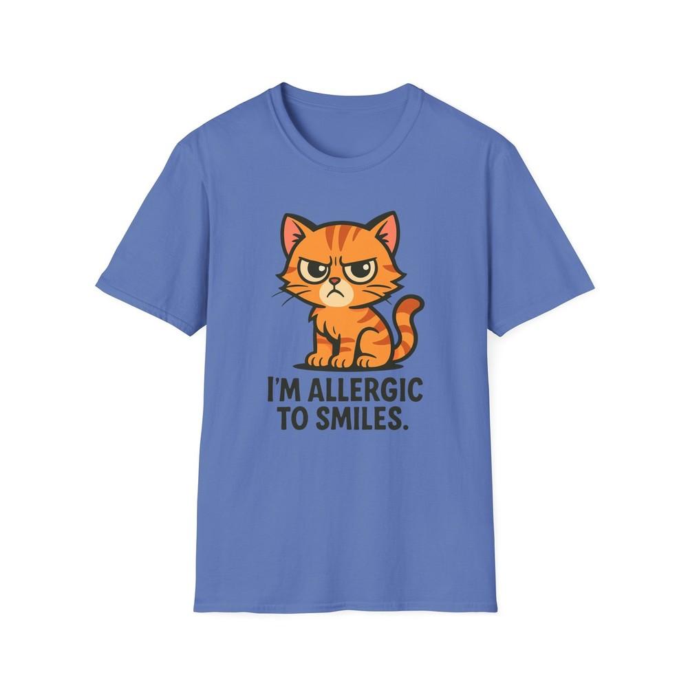 

Unisex Softstyle T-Shirt Grumpy Cat Funny Tabby Kitten I’m Allergic to Smiles 4XL