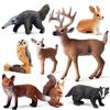Wild Forest Animal Model Toy Set: Rabbit, White-tailed Deer, Fox & Owl