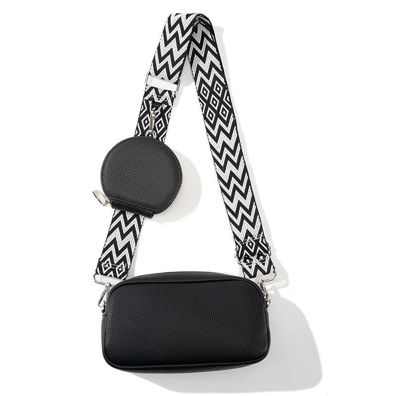

Women Fashion Shoulder Bags Artificial Leather Casual Crossbody Bag Zipper Coin Purse 2pcs/set чёрный