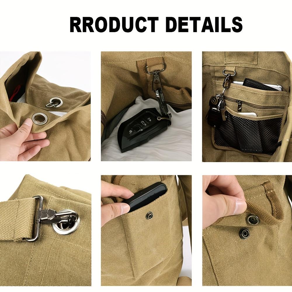 Large Capacity Khaki Canvas Backpack Men's Adjustable Travel Mountaineering Backpack Men's Backpack