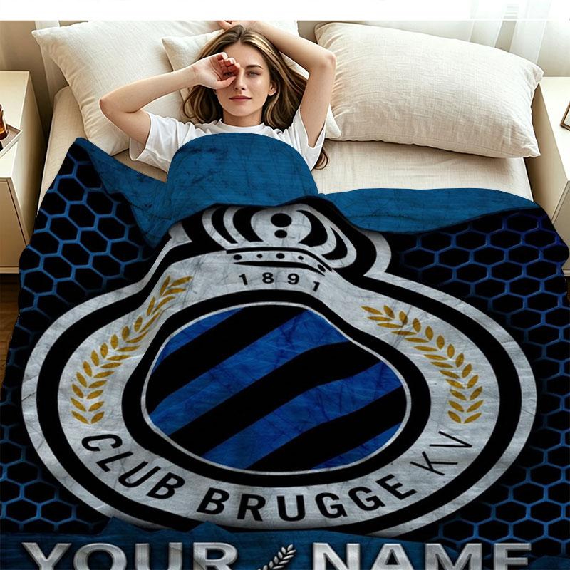 1PC Club Brugge KV Custom Name Patterned Flannel Blanket Suitable For All Seasons for Home Decor Warmth and Comfort Gifts Holiday Present