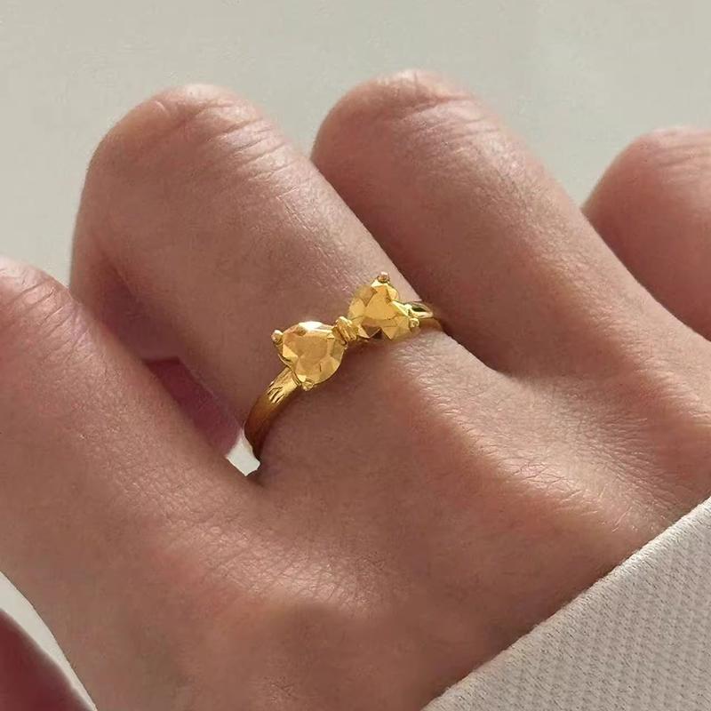 

Dainty Gold Plated Bow Rings For Women Friendship Ribbon Knot Ring Aesthetic Bowknot Wedding Bands Jewelry Gift OneSize