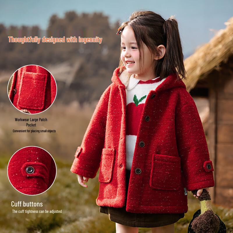 ASK JUNIOR Girls' Winter Fleece-Lined Hooded Padded Jacket