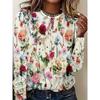 Maglione Largo da Donna 2026 Primavera, Estate, Autunno e Inverno Nuovo Design Stampato Top T-shirt a Manica Lunga Girocollo Taglia Larga