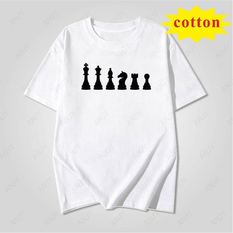 Fun Chess Chess Piece Printed Short Sleeve Tshirt Choose Your Chess Player Loose Tshirt