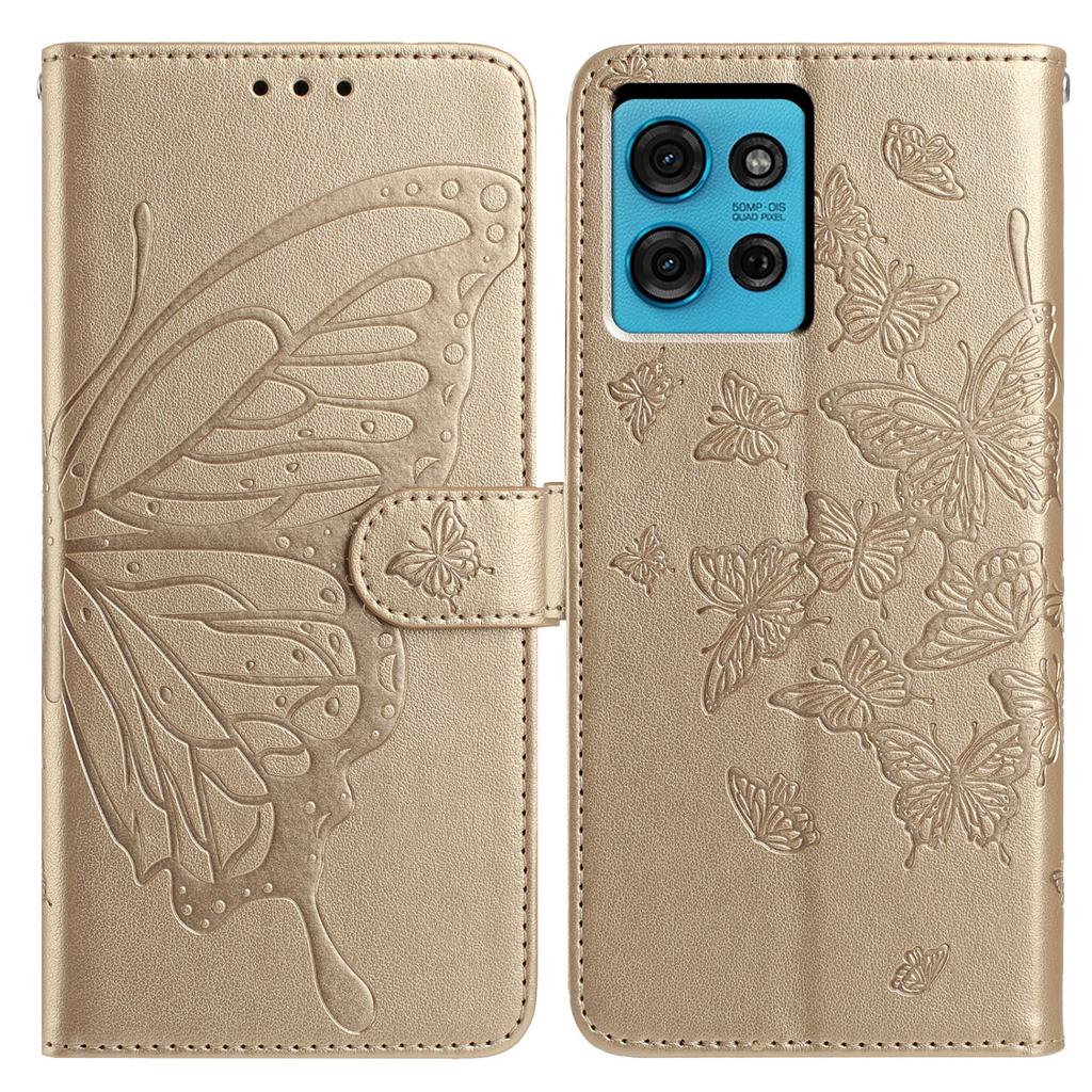 For Motorola Moto G75 5G Case Butterfly Imprinted Wallet Stand PU Leather Flip Phone Cover with Strap