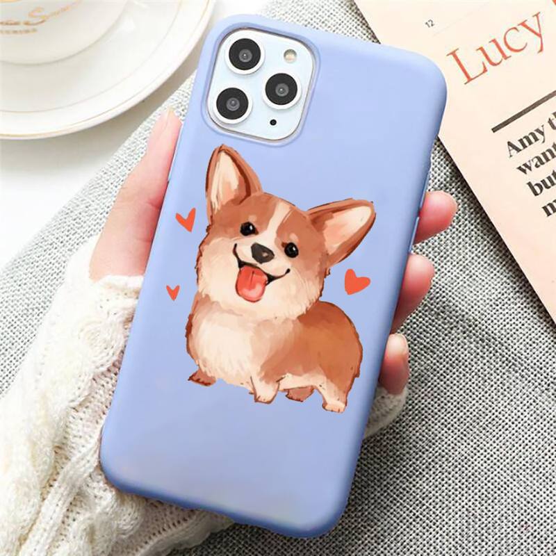 Cute Corgi Butt Animal Puppy Phone Case Candy Color Blue pro iPhone 11 12 13 pro XS MAX 8 7 6 6S Plus X 5S SE 2020 XR