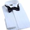 Men's White Performance Shirt with Bow Tie - Long Sleeve Formal Wear for Stage, Chorus, and Banquets.