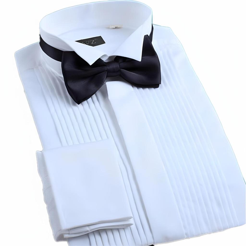 Camisa Branca de Performance Masculina com Gravata Borboleta - Manga Comprida Roupa Formal para Palco, Coro e Banquetes.