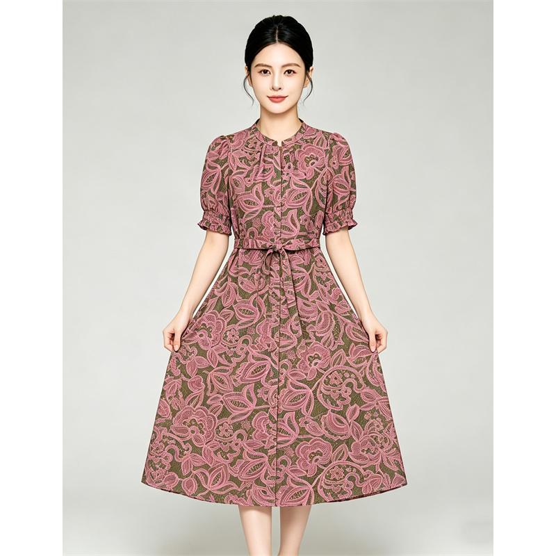 Casual Waist Cinched Long Dress