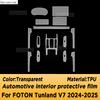 For FOTON Tunland V7 2024 2025 Panel Dashboard Navigation Automotive Interior Protective Film TPU Anti-Scratch Sticker