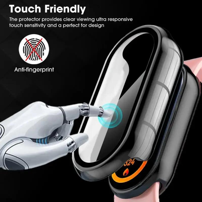 HD Glass+PC Case for Xiaomi Band 10 9 8 NFC All-around Screen Protective Tempered Shell for Mi Band 9 10 Ceramic 8 Bumper Cover