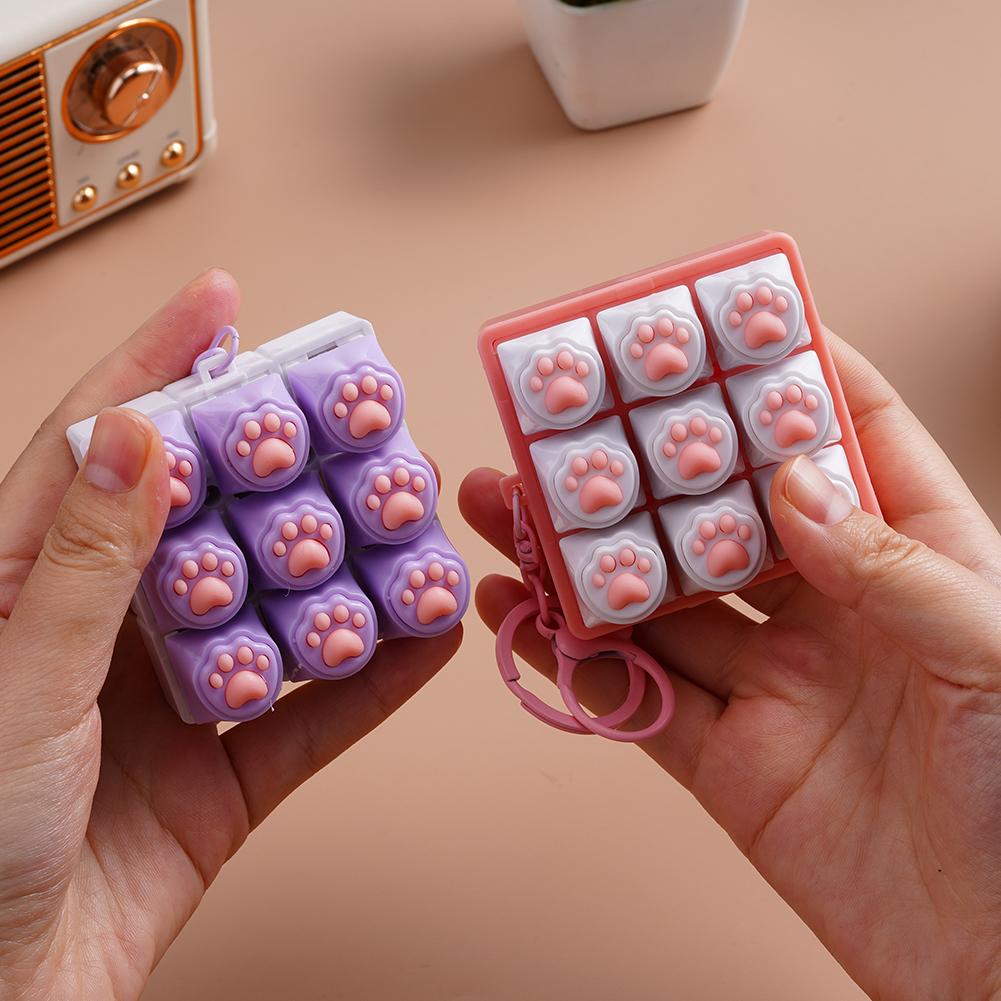 Keyboard Key Fidget Keychain Decompression DIY Keycaps Cat Paw Button Keycap Clicker Toy Relaxing Sensory Play