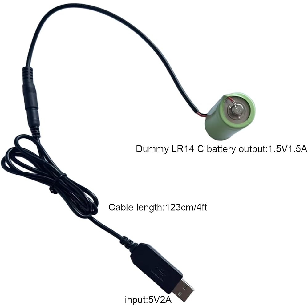USB To C Cell Dummy Battery 5V To 1.5V Converter with 4 Ft Cable Continuous USB Power for Lantern...