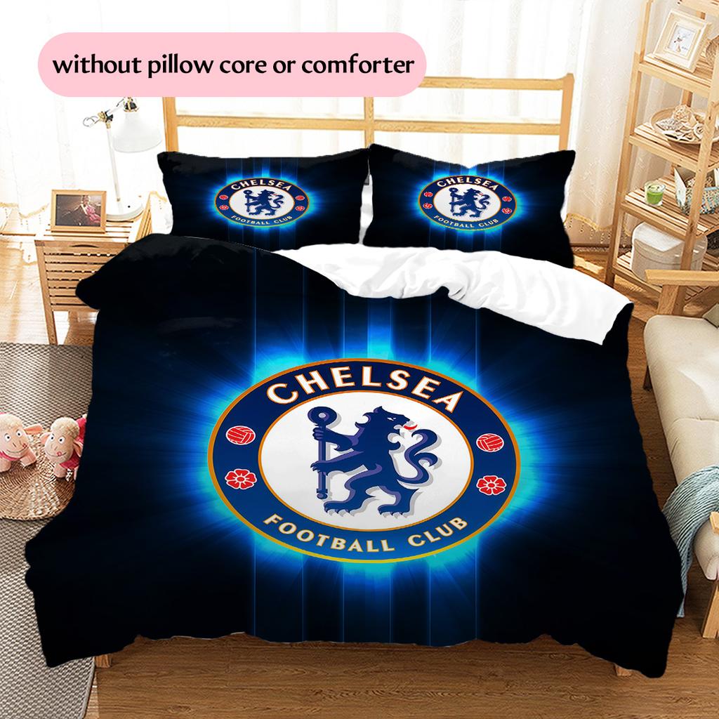 Chelsea FC Pattern Bedding Quilt Set  Home Decoration  Gift (1 * duvet cover + 2 * pillowcase  without core)